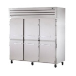 True STG3F-6HS - Freezer, three-section, -10°F, (6) solid half doors, stainless steel front